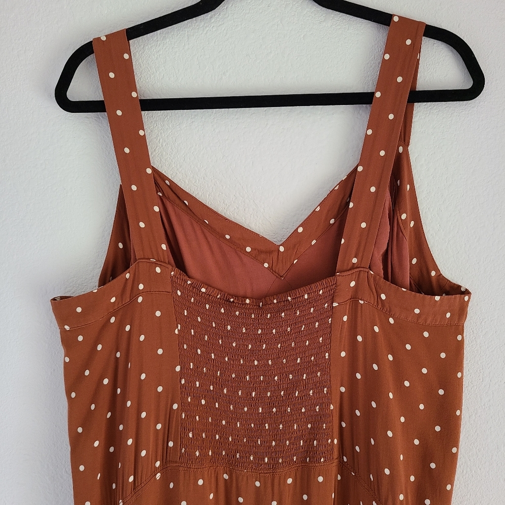 Anthropologie Rust Polka Dot Midi Dress - Picture 7 of 16